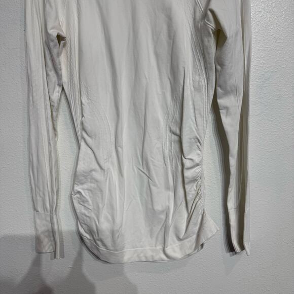 Athleta White Speedlight Seamless Ruched Long Sleeve Top Sz M - Picture 4 of 10